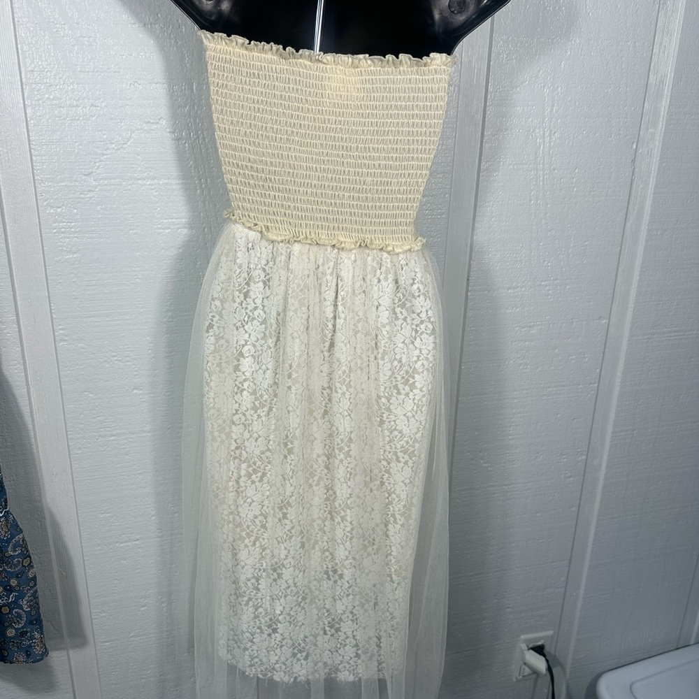 Vintage Sassy Bling Ivory Corset Bodice Toole Skirt Dress Size Small EUC - Picture 6 of 9